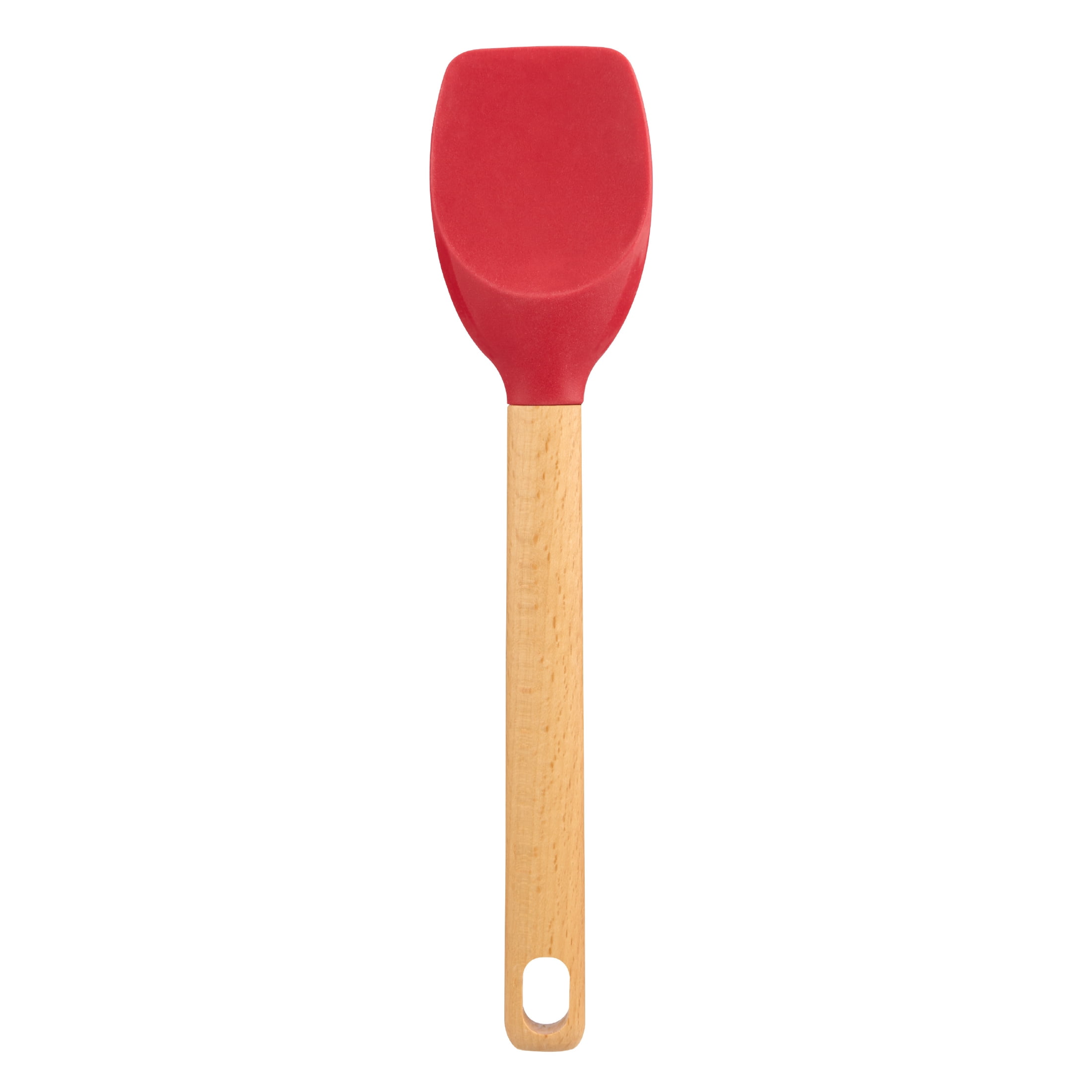 Holiday Time Silicone & Beechwood Spoonula Spatula, Red
