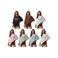 thumbnail image 3 of LMLYSoH Womens Knitted Ponchos Tops Shimmer Solid Shawl Wraps Comfortable Asymmetry Cape for Spring Summer, 3 of 9