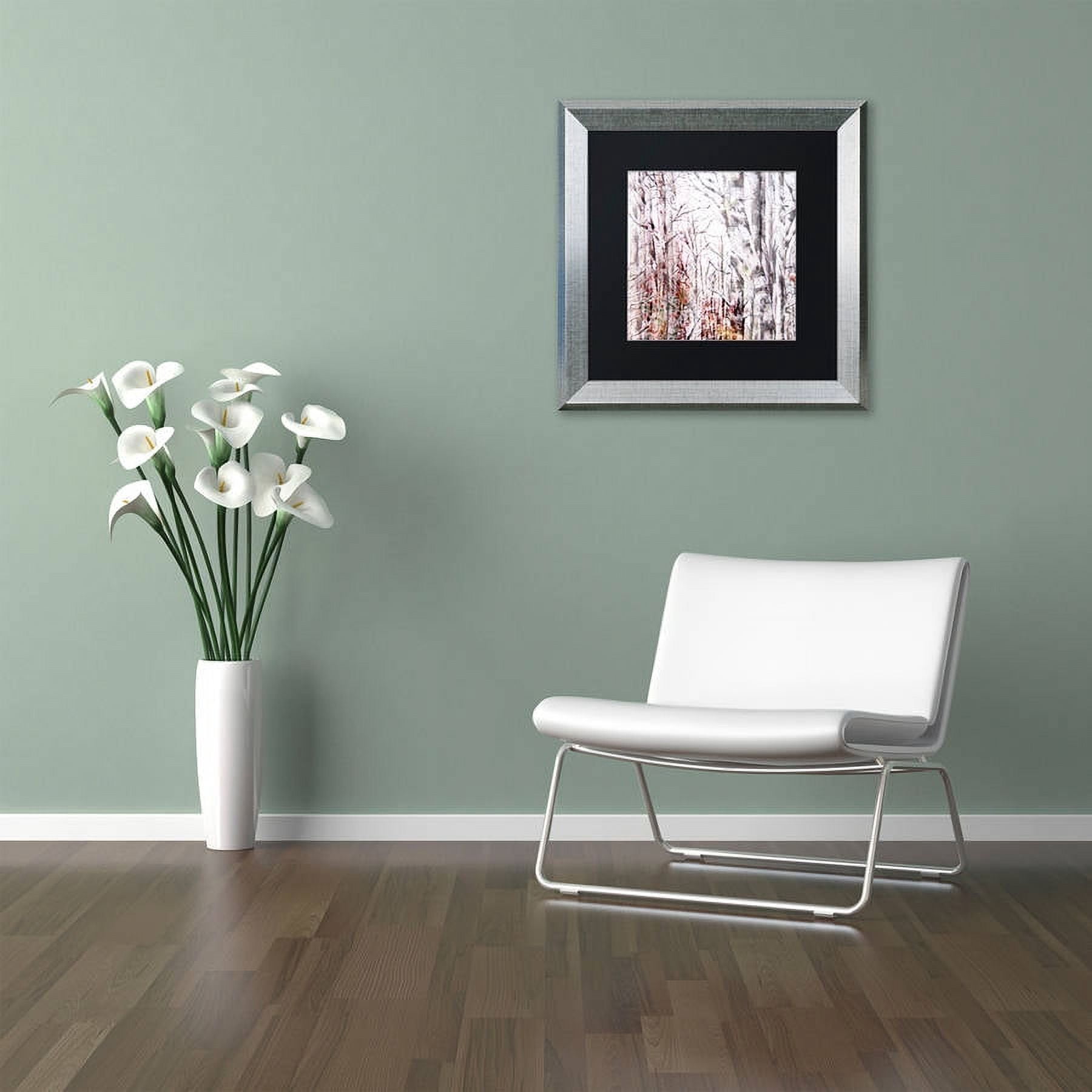 Trademark Fine Art "Winter Trees" Canvas Art by Lisa Powell Braun, Black Matte, Silver Frame