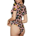 thumbnail image 2 of Fotbe Leopard Body de Mujer con Cuello Redondo y Mangas Cortas, Sin Mangas Ajustado, Suave, Cómodo y Básico-Medium, 2 of 7