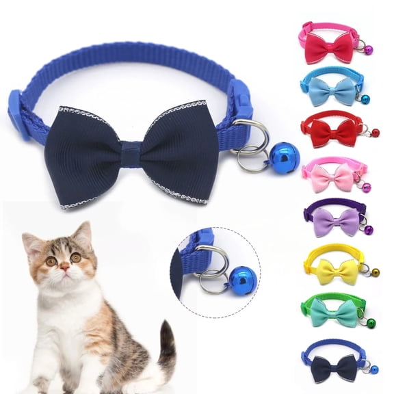 Goowood Bow Tie Cat Collar Breakaway Adjustable Collars with Bell and Cute Bow for Kittens and Small Dogs Soft Safety Collar for Everyday Wear