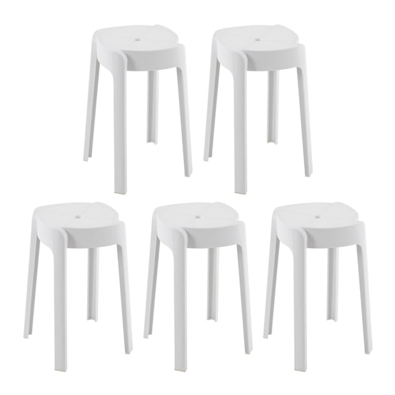 Indoor Outdoor Kitchen Bar Chairs 5Pcs Plastic Stools Stackable Seat 18'' H