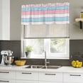 thumbnail image 5 of Pink Blue Wood Grain Valances for Windows, Decorative Rod Pocket Window Valance Curtains, Modern Colorful Striped Short Curtain Drapes for Kitchen/Bathroom/Living Room, 2 Panels, 42" W x 12" L, 5 of 8