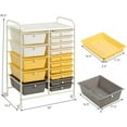 thumbnail image 3 of XgoodX 15-Drawer Organizer Cart Office School Storage Cart Rolling Drawer Cart for Tools, Scrapbook, Paper (Yellow), 3 of 9