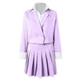 thumbnail image 6 of OJSFQUFP Women 2 Piece Outfits Color Block Crop Mini Skirt Sets Matching Set Casual Business Skirt Suits, 6 of 6