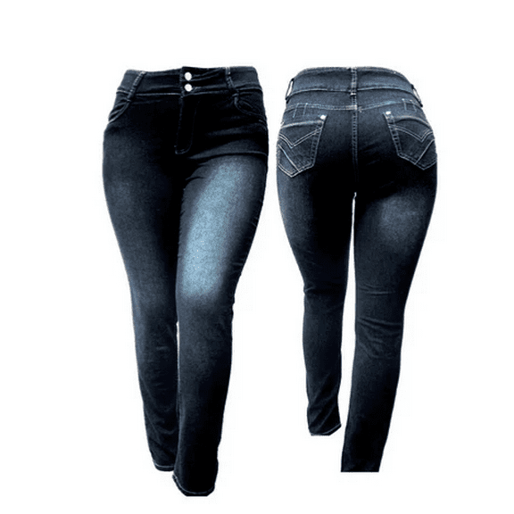Jack David Women's Plus Size Stretch Black High Waist Denim Jeans Pants Skinny Leg