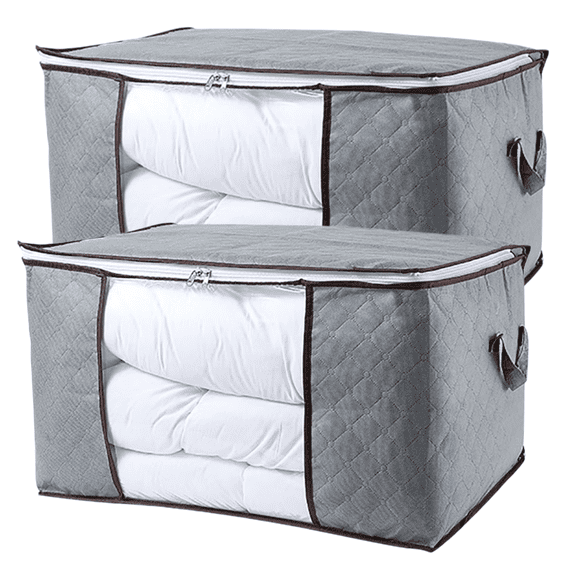 Homlyo 90L Large Storage Bags, 2 Pack Clothe Storage Bins Foldable Closet Organizer Storage Containers With Handles Thick Fabric For Clothing, Blanket, Comforters