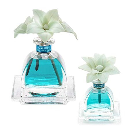 AGRARIA Diffuseur Duo Jasmin Méditerranéen AirEssence & PetiteEssence, 7.4 Onces & 1.7 Onces avec Roseaux et Fleurs, Ensemble de 2 Diffuseurs