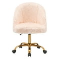 thumbnail image 3 of Porthos Home Nara Swivel Office Chair , Shaggy Plush, Gold Metal Legs, 3 of 7