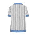 thumbnail image 5 of Olyvenn Womens Striped Shirts Color Block Fitted Lapel Collared Neck Short Sleeve Pullover T Shirt Summer Fashion Clothes White XL, 5 of 5