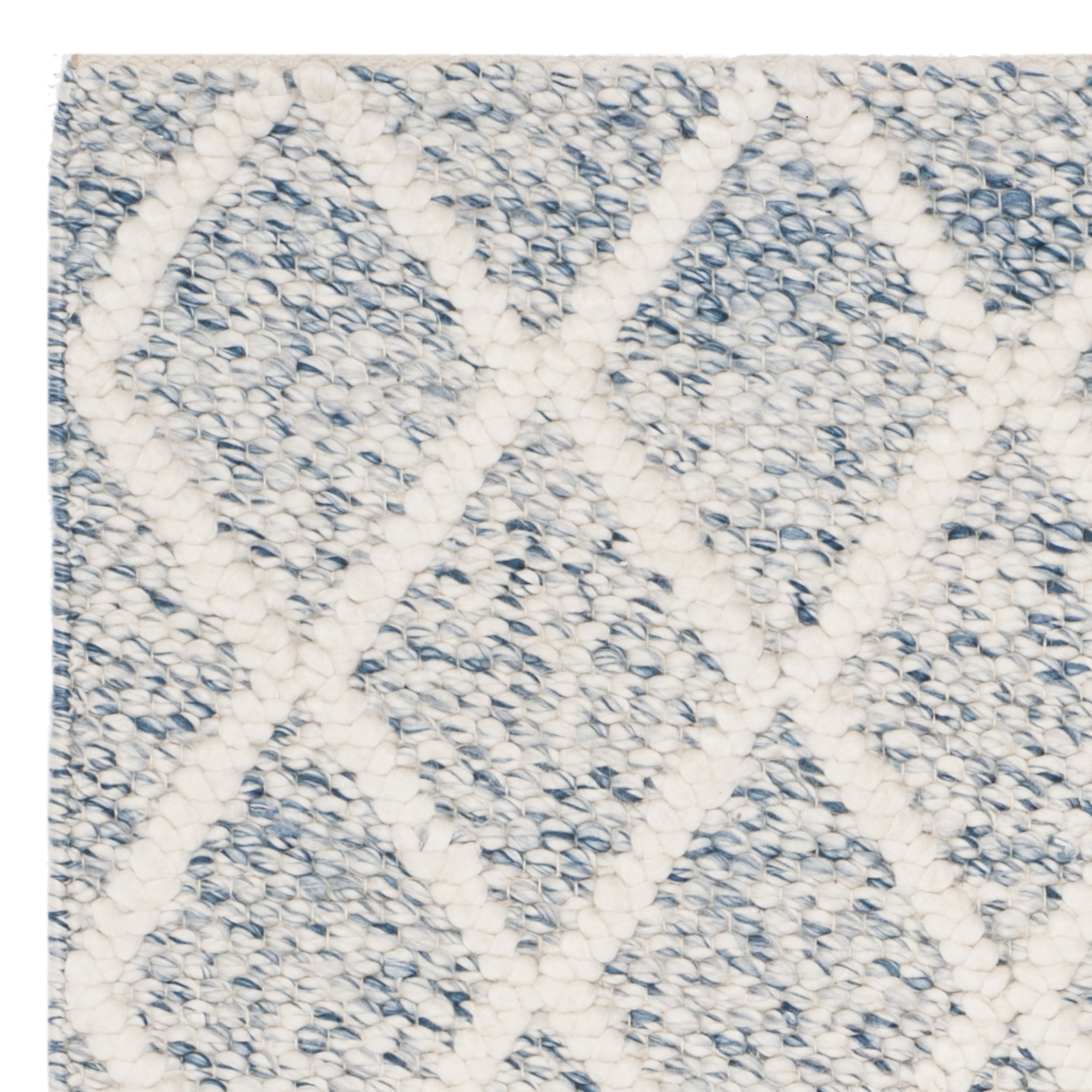 SAFAVIEH Natura Olgica Geometric Diamonds Runner Rug, Ivory/Blue, 2'3" x 8'