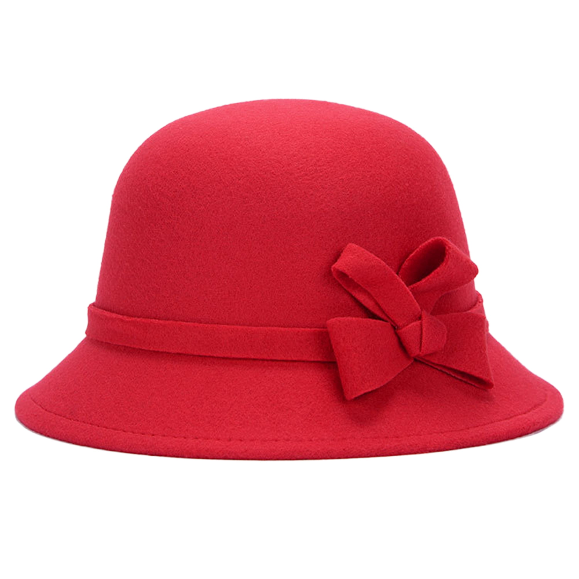 SAYOO Women Short Brim Fedora Hat, Solid Color Bow Decor Bucket Hat