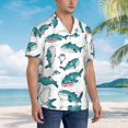 thumbnail image 5 of Lovely Shark Hawaiian Shirts For Men, Summer Short-Sleeve Relaxed-Fit Button-Down Shirts Large, 5 of 9