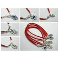 thumbnail image 2 of U8MO 20 Kabbalah Evil Eye Hamsa Hand Charms Red Leatheroid Braided Good Luck Bracelet-D: Eye "Star of David" Charm, 2 of 9