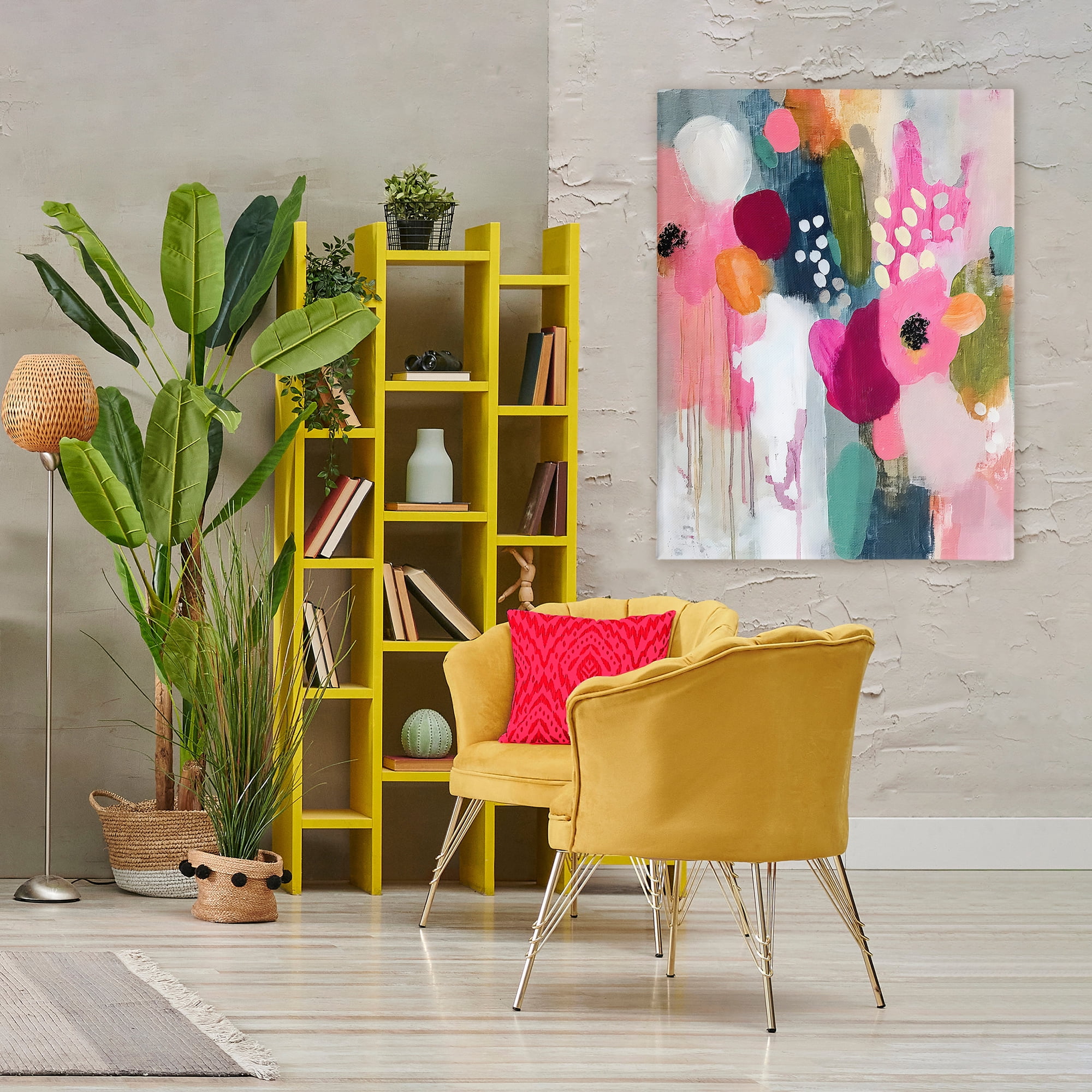 Stupell Industries Paint Drip Blooms Cascade Canvas Wall Art, design by Riley B