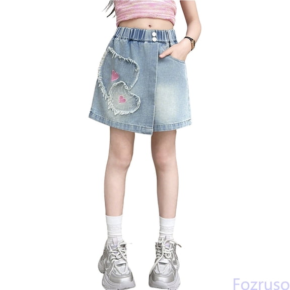 Fozruso Denim Skirt for Girls Girls Denim Shorts Skirt For Little Girls – Summer Casual Bottoms With Comfortable Fit And Cute Design(Blue)