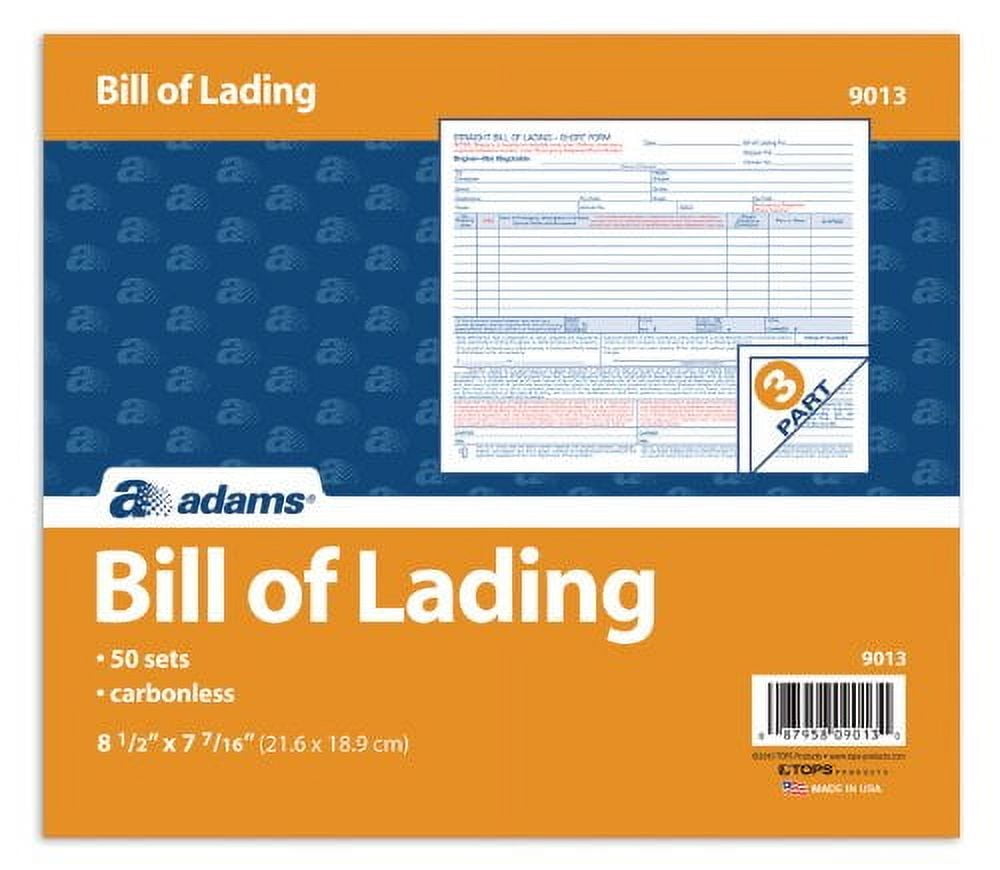 Adams 3-Part Bill of Lading Short Form, White, 8.5 X 7.5 in Adams 3-Part Bill of Lading Short Form, White, 8.5 X 7.5 in