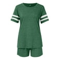 thumbnail image 2 of KaLI_store Two Piece Short Set for Women Two Piece Outfits for Women Short Sleeve Round Neck Biker Shorts Set Tracksuits Green,M, 2 of 5