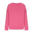 thumbnail image 3 of JGGSPWM Women's Oversized Sweatshirt Solid Long Sleeve Casual Crewneck Loose Fit Pullover Fall Tops Pink L, 3 of 3