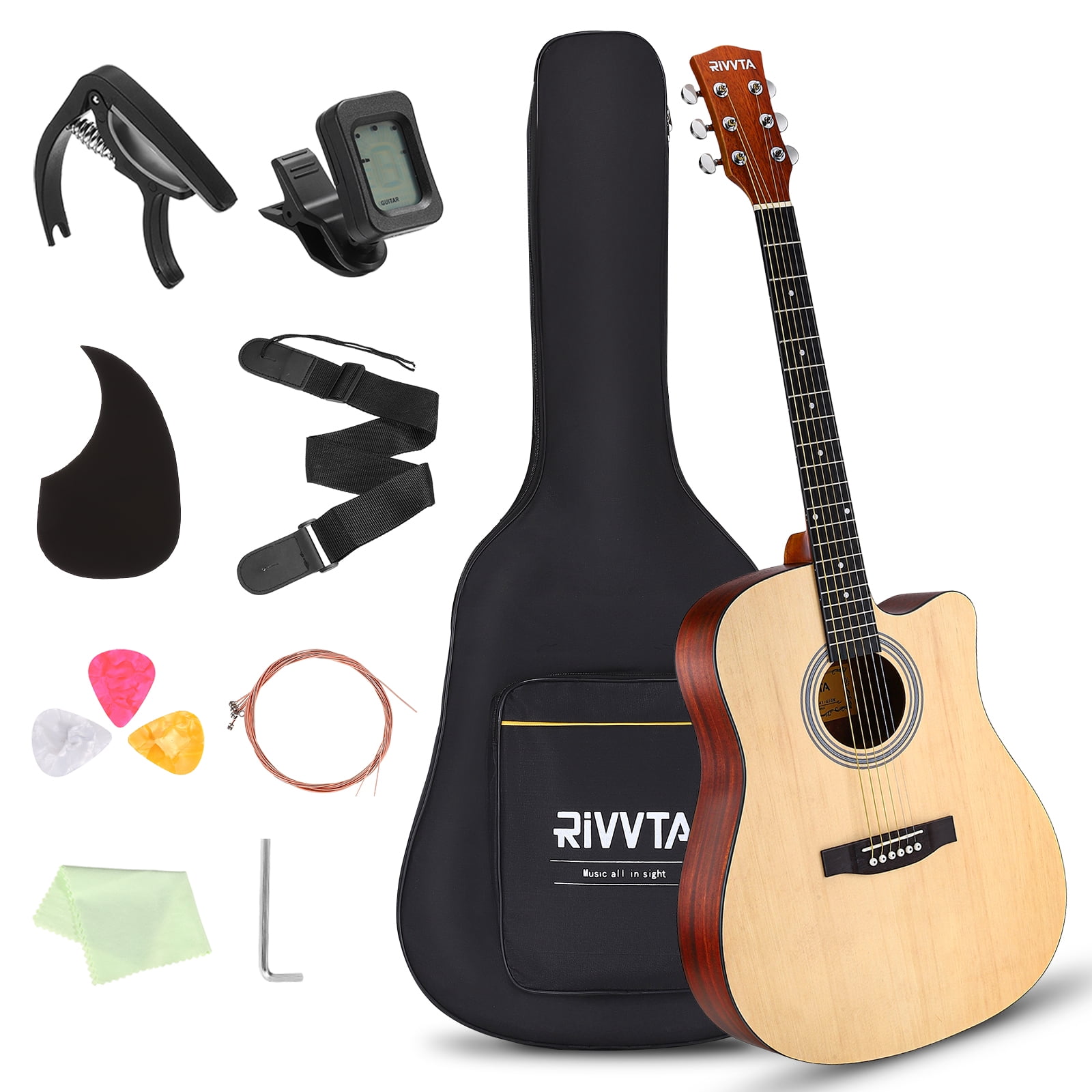 41 Inch Acoustic Guitar for Beginners Adults, Cutaway Guitarra Acustica Bundle