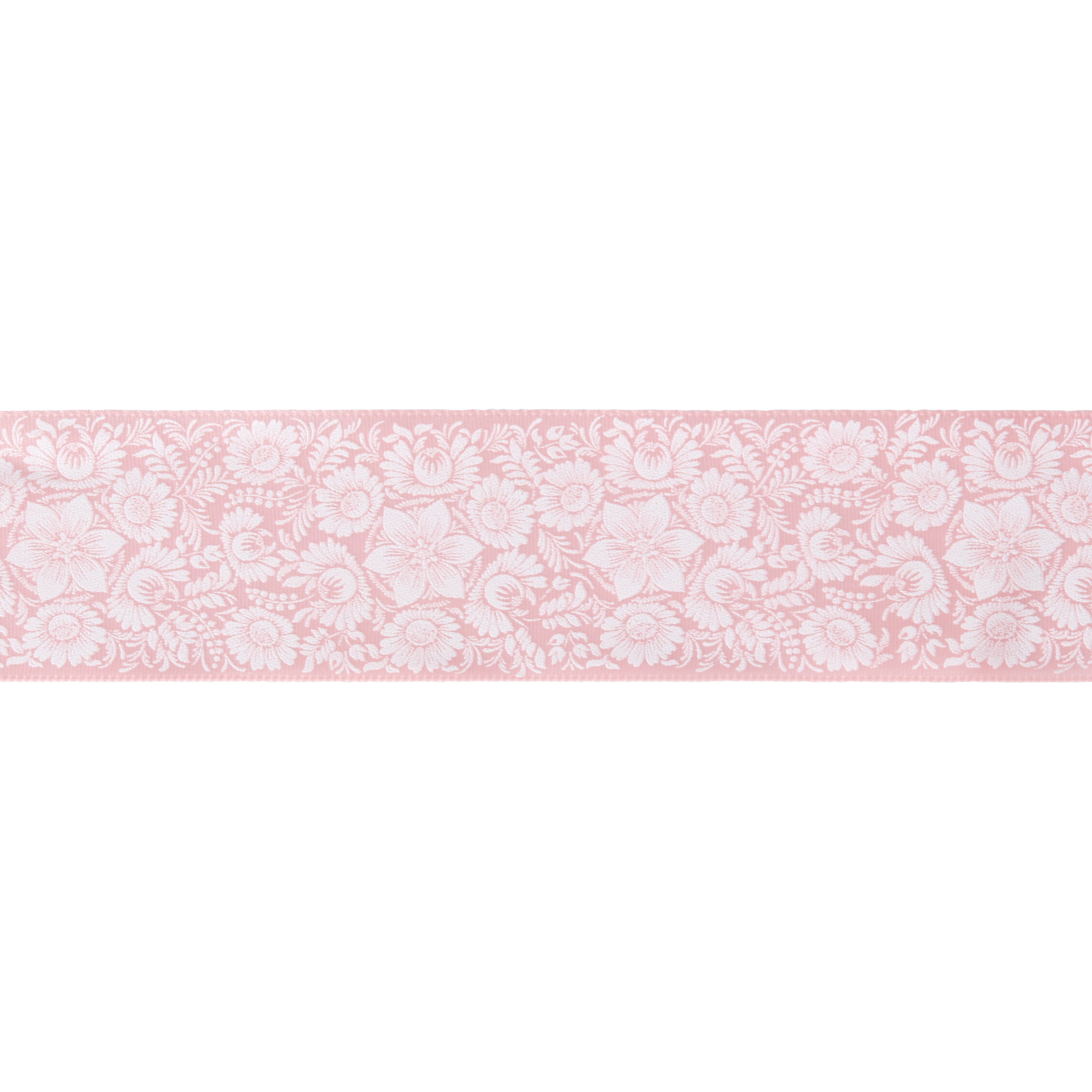 (3 pack) Offray Ribbon, Light Pink 1 1/2 inch Floral Satin Ribbon, 9 feet