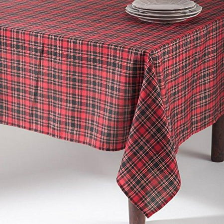 

Fennco Styles Classic Tartan Plaid Holiday Tablecloth - Red and Black Table Cover for Christmas Banquets Family Gathering Special Occasion and Home DÃ©cor