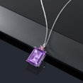 thumbnail image 4 of Gem Stone King 925 Sterling Silver Purple Amethyst and Pink Lab Grown Diamond Pendant Necklace for Women (15.25 Cttw, Emerald Cut 18X13MM, With 18 inch Silver Chain), 4 of 4