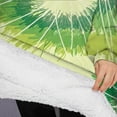 thumbnail image 3 of Oversized Wearable Blanket Hoodie,Green Tie Dye Pattern Sherpa Blanket Hoodie with Super Pockets,Super Warm Fuzzy Pullover for Women & Men, 3 of 6