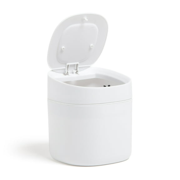 U Brands Desktop Mini Trash Can, Wastebasket, Indoor, Office, 5.9 x 5.3 x 5.3 in., White, 1 Each