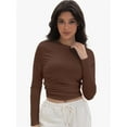 thumbnail image 6 of Women's Slim Fit Long Sleeve Crop Top - Soft Basic Crew Neck Tee, 6 of 6