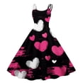 thumbnail image 2 of LWavelet 2026 Valentine's Coffee Date Valentine Dress, Spaghetti Strap Heart Print Flowy Flared Sundress Hot Pink L, 2 of 4