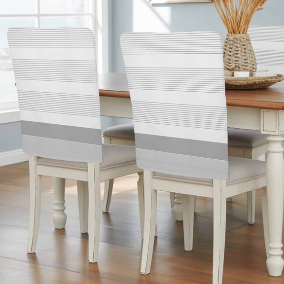 Grey Stripe Chair Back Covers, Removable Chair Covers for Dining Chairs Set of 6, Washable Chairs Slipcovers Back Seat Protector for Wedding Party 19"x20"