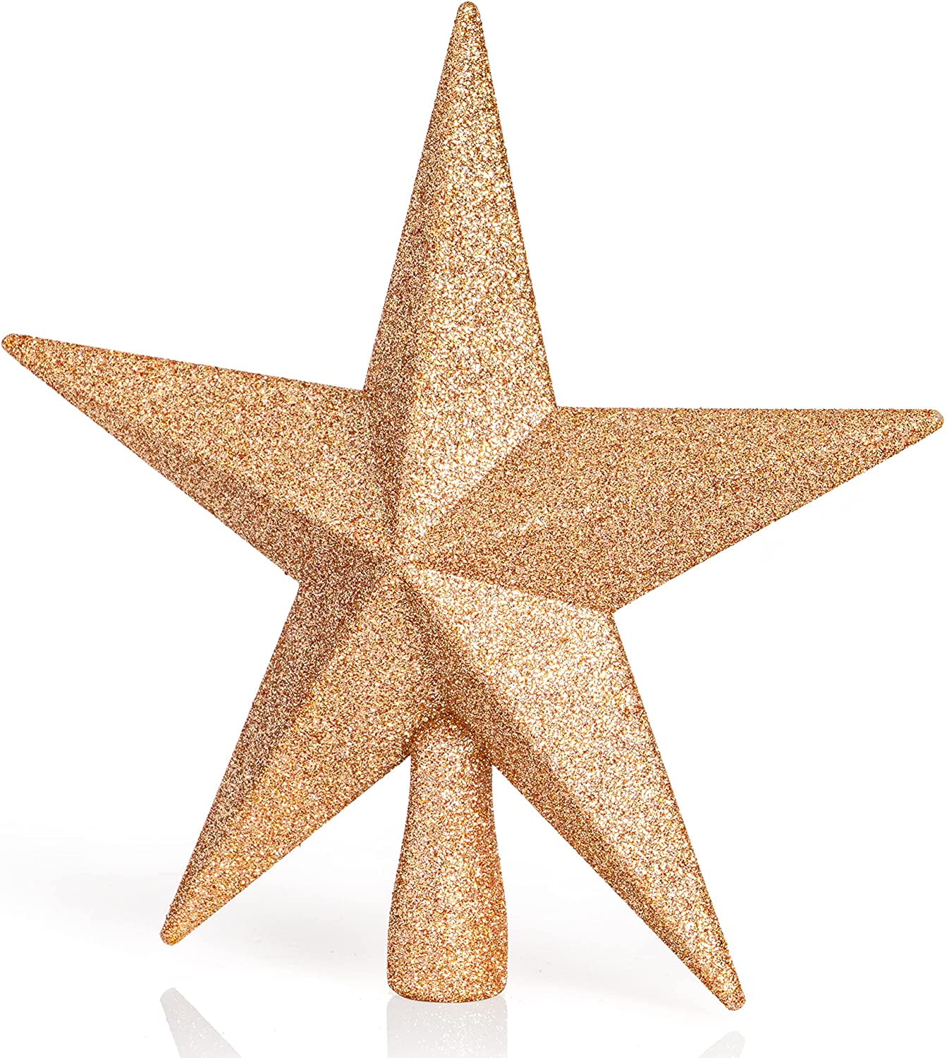 Ornativity White Gold Tree Topper - Christmas Gold 3D Glitter Star Ornament Treetop Decoration