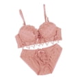 thumbnail image 4 of Conjunto de sujetador y braguita push up para mujer, lencería sexy con bordado de encaje, color rosa 85B, 4 of 8