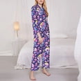 thumbnail image 3 of Honeii Skull colorful mushroom print Women's Pajama Sets Long Sleeve Button Down Sleepwear Nightwear Soft Pjs Lounge Sets-Medium, 3 of 7