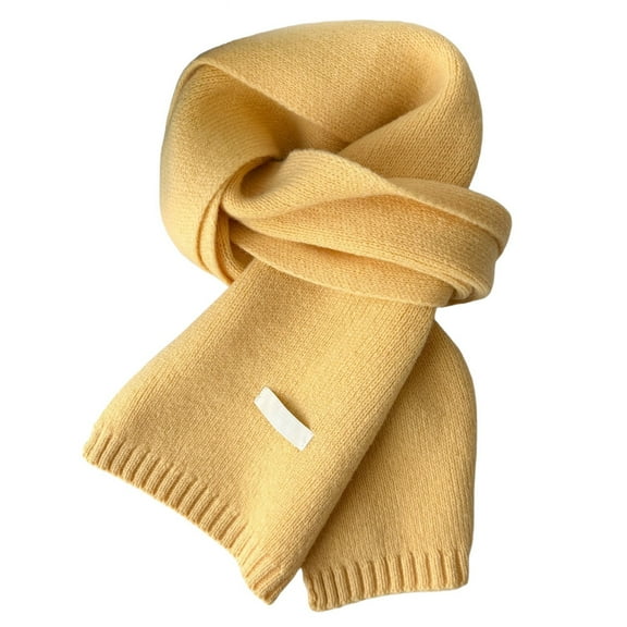 2025 Fashion Winter Scarf - Winter Wool Knitted Scarf Women Men Solid Color Ribbed Knit Long Neck Scarf Pashmina Soft Warm Collar Scarf 64.96'',Color:Yellow1