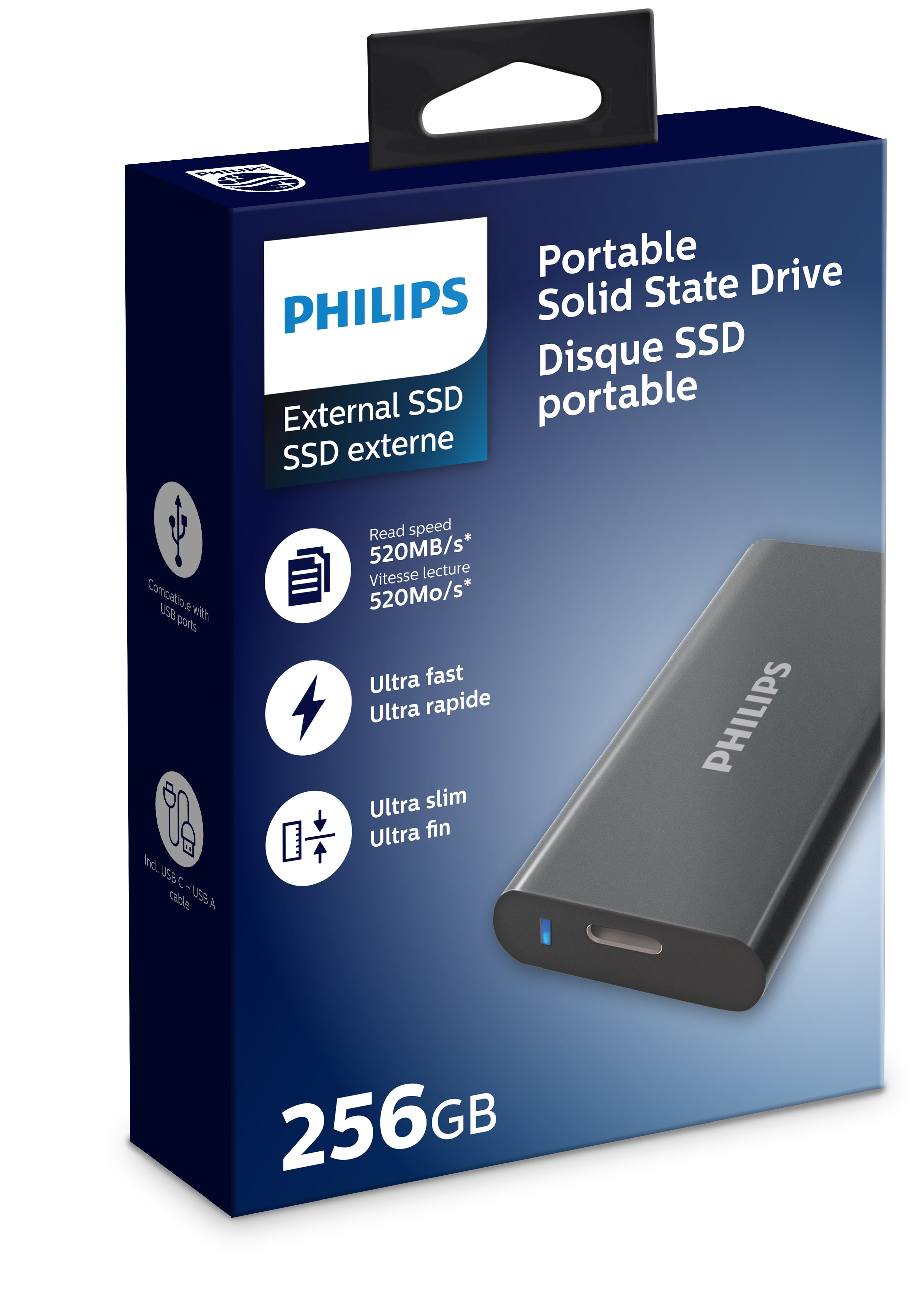 konsol fordelagtige moronic Philips External Portable SSD 1TB Ultra Speed - Grey - Walmart.com