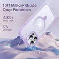 thumbnail image 5 of for iPhone 14 Pro Max Case with Magnetic Invisible Ring Stand [Military Drop Protection] [Compatible with MagSafe] Shockproof Translucent Matte Phone Case 6.7 Inch, Light Purple, 5 of 7