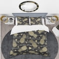 thumbnail image 2 of Designart 'Golden Pineapple On Black' Mid-Century Modern Duvet Cover Set, 2 of 4