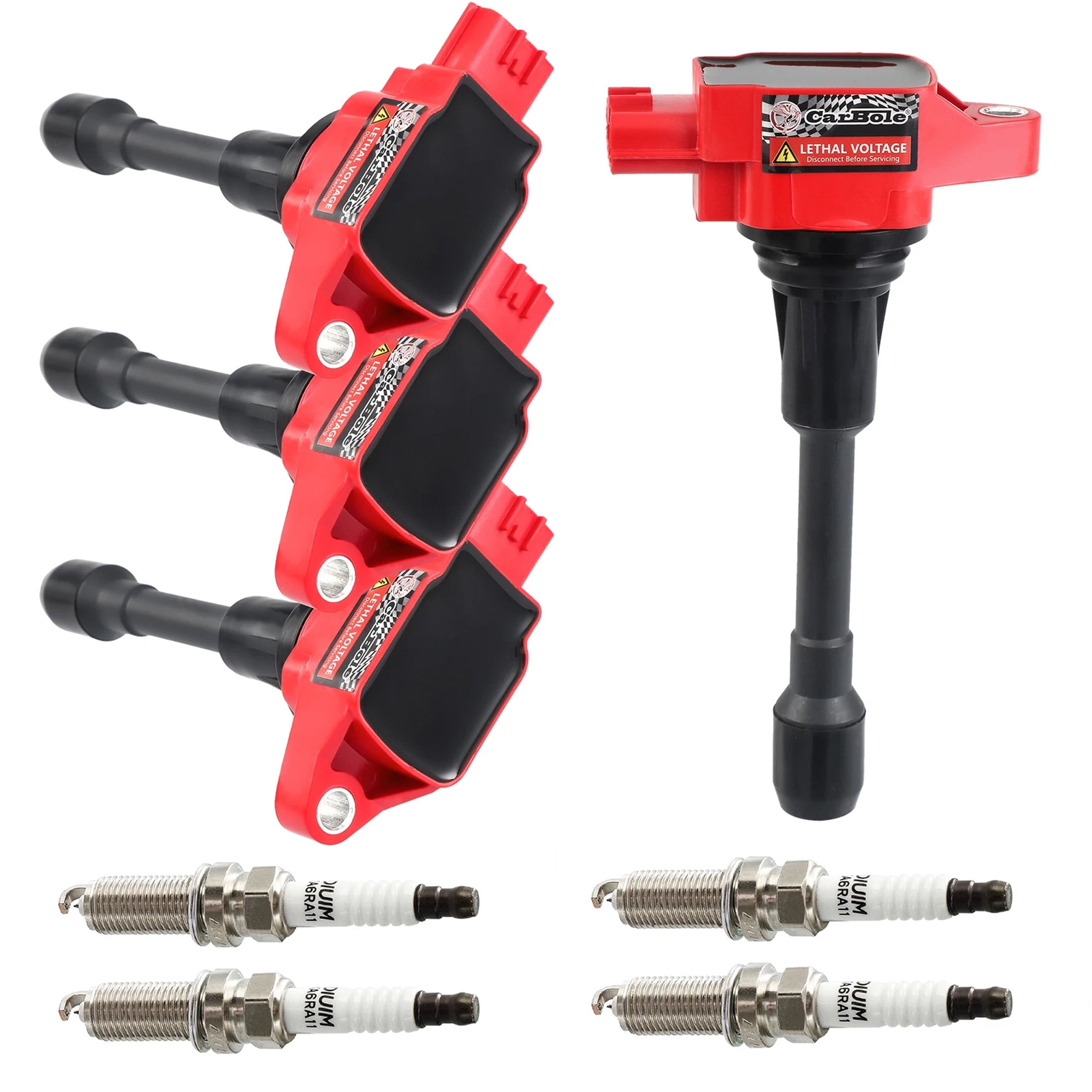 Set of 4 Ignition Coil & Iridium Spark Plug Compatible with Nissan Altima Sentra Rogue Versa, UF549