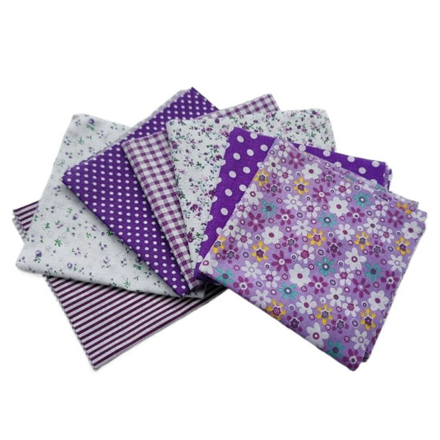 kurtrusly 7 Pieces Cotton Fabric Flower Print Colorful Quarters Bundle SewingQuilting Crafting Mixed Style Patchwork Set Purple