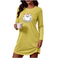 thumbnail image 4 of Stamzod Night Dress for Women Crew Neck Long Sleeve Nightgown Soft Sleepwear T Shirt Halloween Sleep Shirt M, 4 of 8