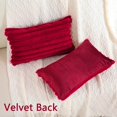 thumbnail image 2 of SURJDE Burgundy Striped Decorative Throw Pillow Covers 12x20 Inch Set of 2,Rectangle Fall Decorations Couch Lumbar Pillowcase,Soft Cozy Faux Rabbit & Velvet Back,Modern Home Decor for Bed, 2 of 6