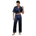 thumbnail image 2 of Kureaily Men‘s Satin Silk Button Down Pajamas Sets Solid Two Piece Family Sleepwear Loungewear Short Sleeve Silk Nightwear Mens Pajama Set, 2 of 4