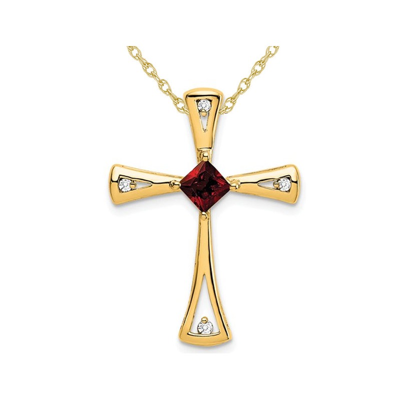 3/10 Carat (ctw) Garnet Cross Pendant 