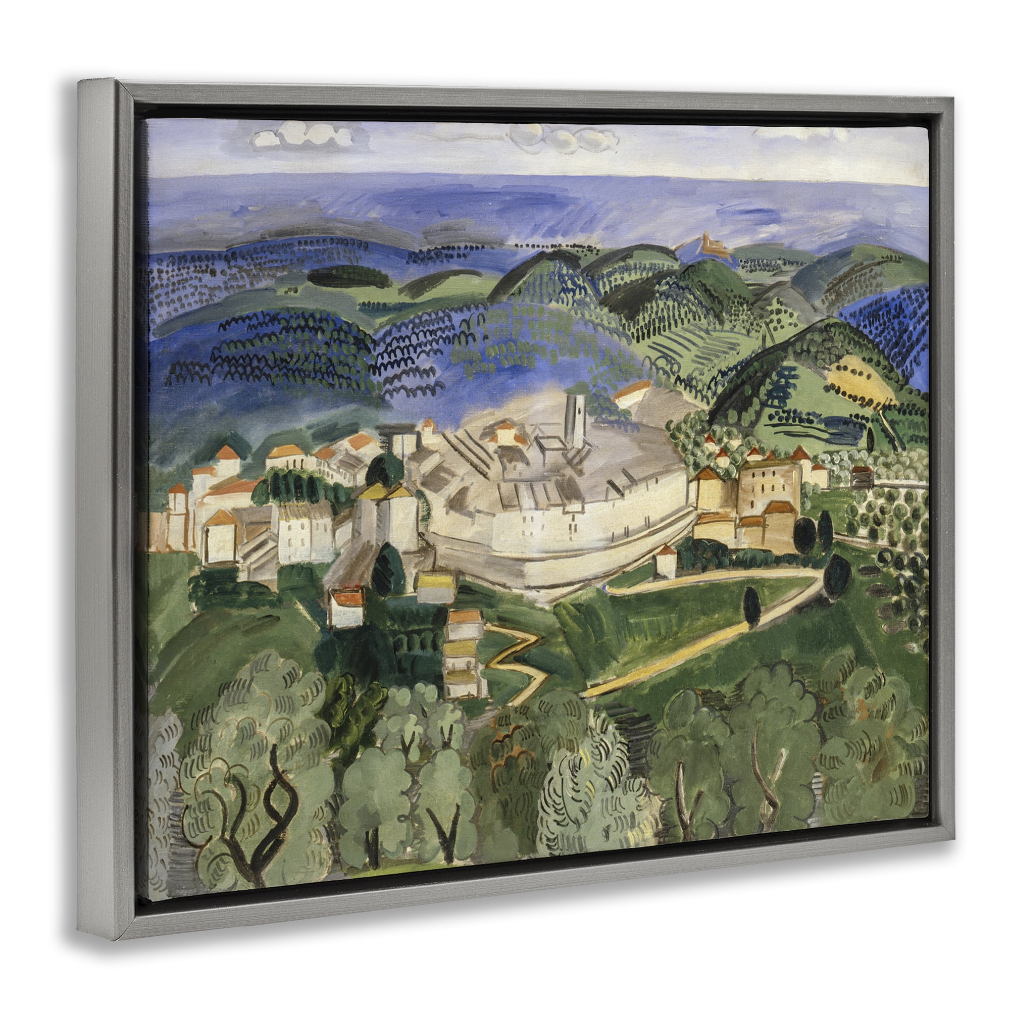 Stupell Industries Classic Raoul Dufy Landscape Landscape & Nature Painting Gray Floater Framed Canvas Art Print Wall Art, 21 x 17