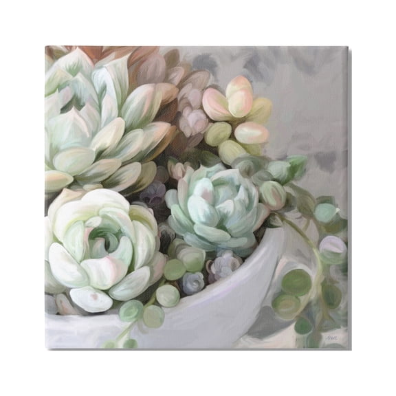 Stupell Industries Succulent Plant Arrangement Botanical & Floral Painting Gallery Wrapped Canvas Print Wall Art, 17 x 17