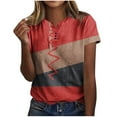 thumbnail image 1 of Pompotops Chemises Mode Décontractée pour Femmes Manches Courtes Tee-Shirt Ample Col en V Blouse Liquidation, 1 of 5