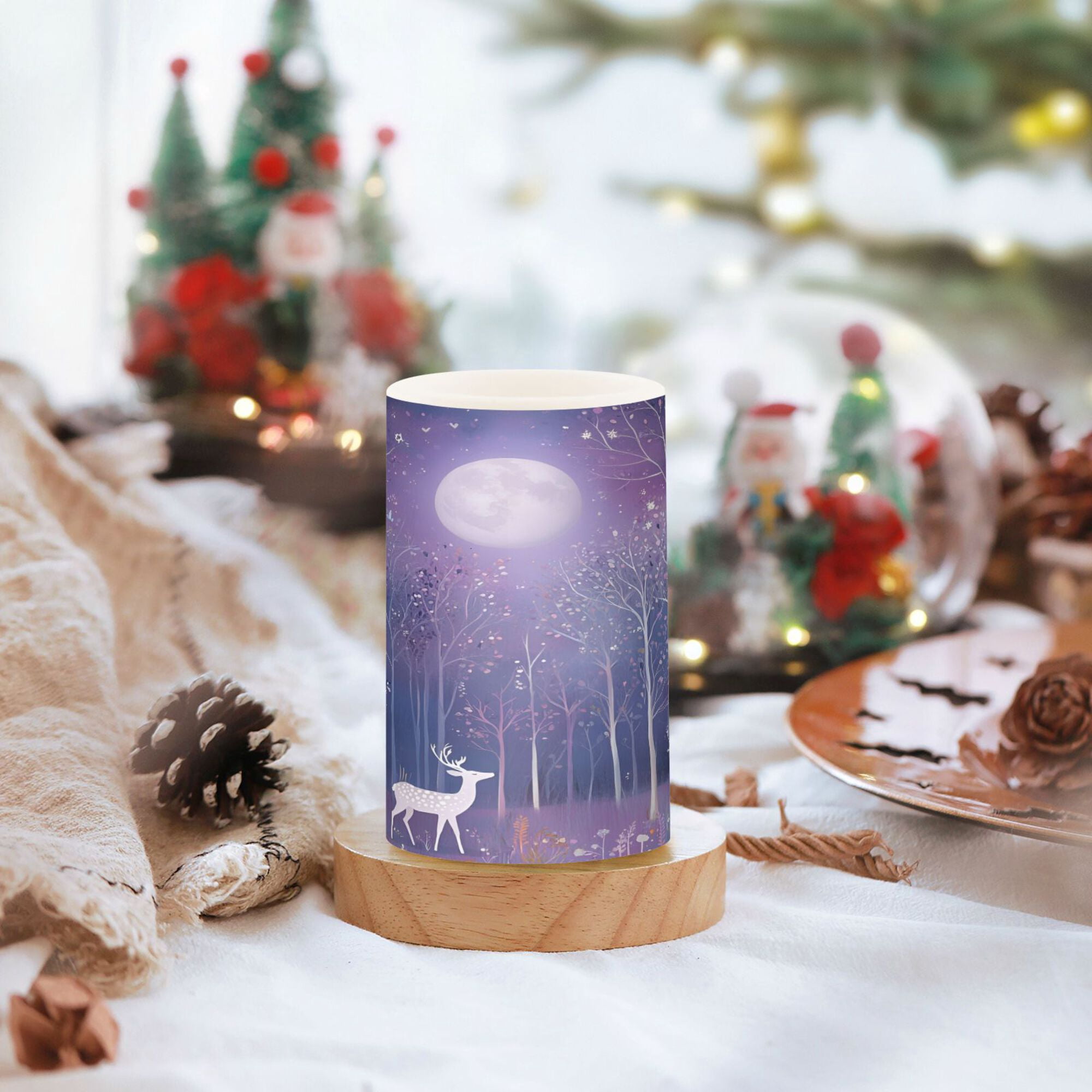 Yayeee Flameless Candles with Remote Flickering Battery Operated Multi Color Changing, Purple Forest