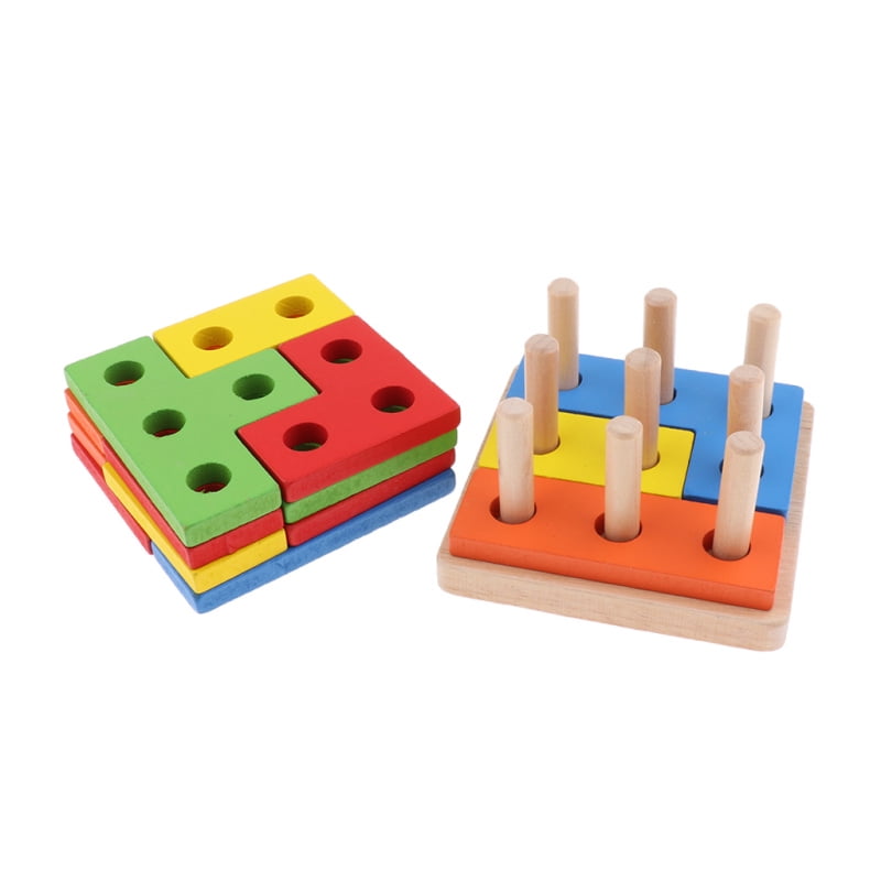 Montessori Wooden Toy Shape Stacking Game For 6 Month Above Baby Infant 02 
